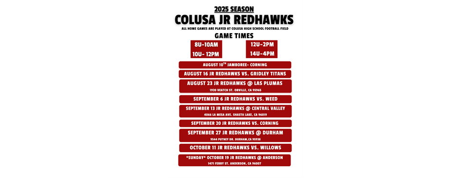 2025 Season Schedule 